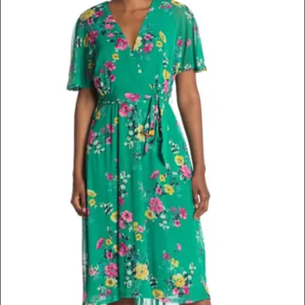 NWT! Sandra Darren Chiffon Flutter Sleeve Dress